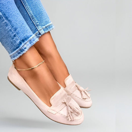 Chic beige suede women's loafers