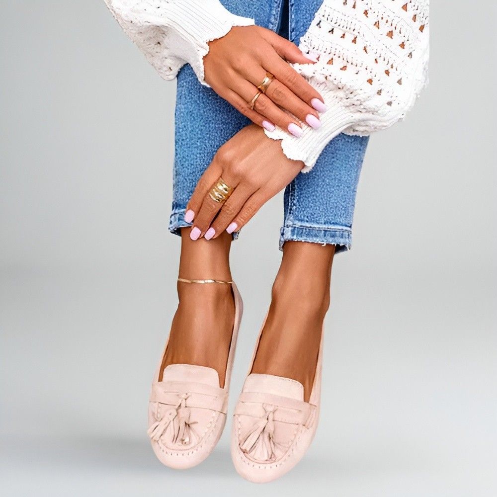 Chic beige suede women's loafers