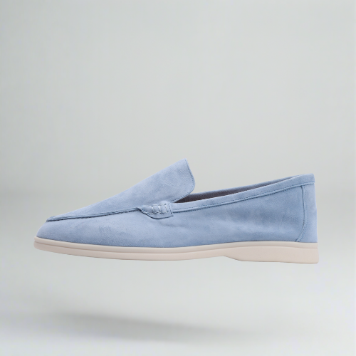 Women's Santorini-inspired suede loafers in autumn style