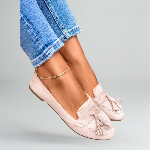 Chic beige suede women's loafers