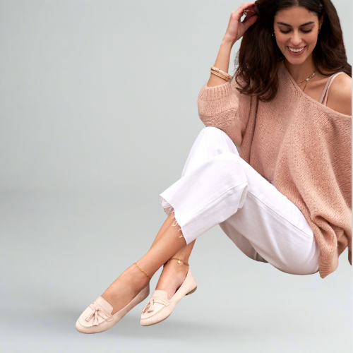 Chic beige suede women's loafers