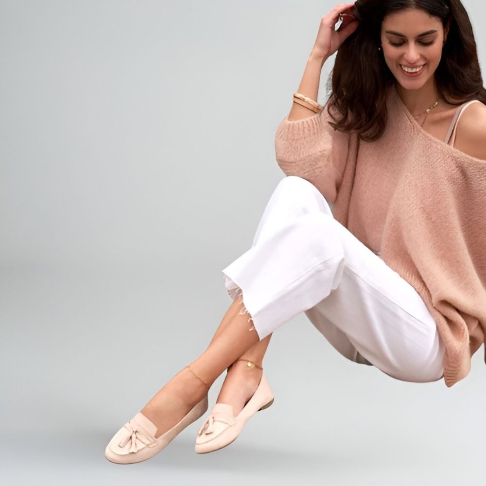 Chic beige suede women's loafers