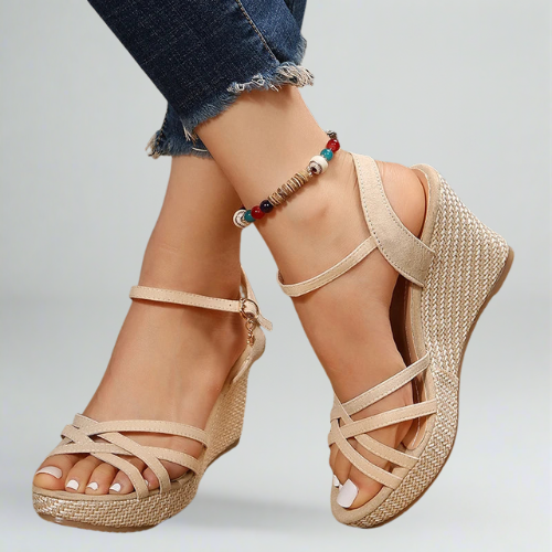 Chic summer heel wedge sandals
