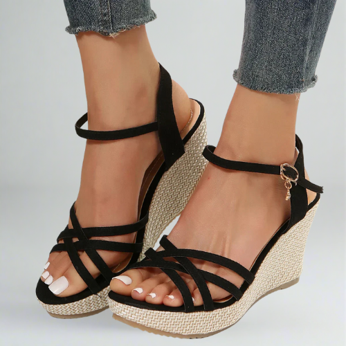 Chic summer heel wedge sandals